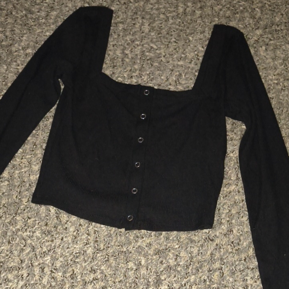 Bozzolo Black Buttoned Long Sleeve Blouse
